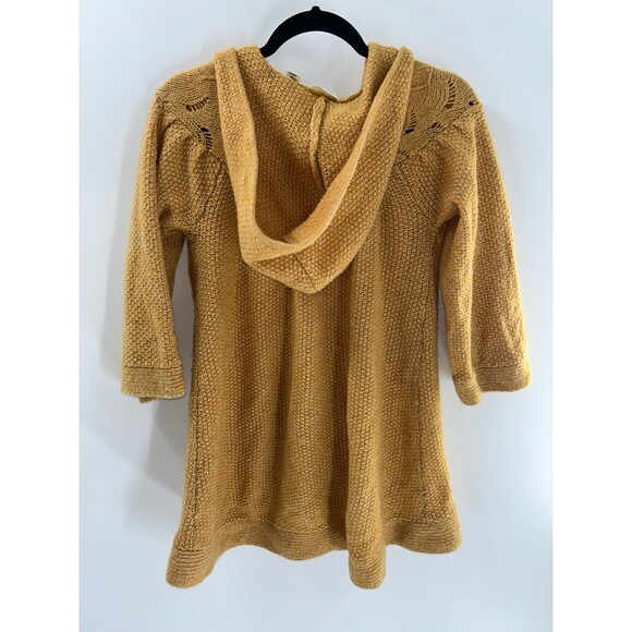 Women's Sleeping On Snow Yellow Wool Blend Hooded Cardigan Sweater Size S - Picture 6 of 8